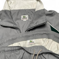 Lacoste Grey White and Green Nylon Full Shell Tracksuit (L)