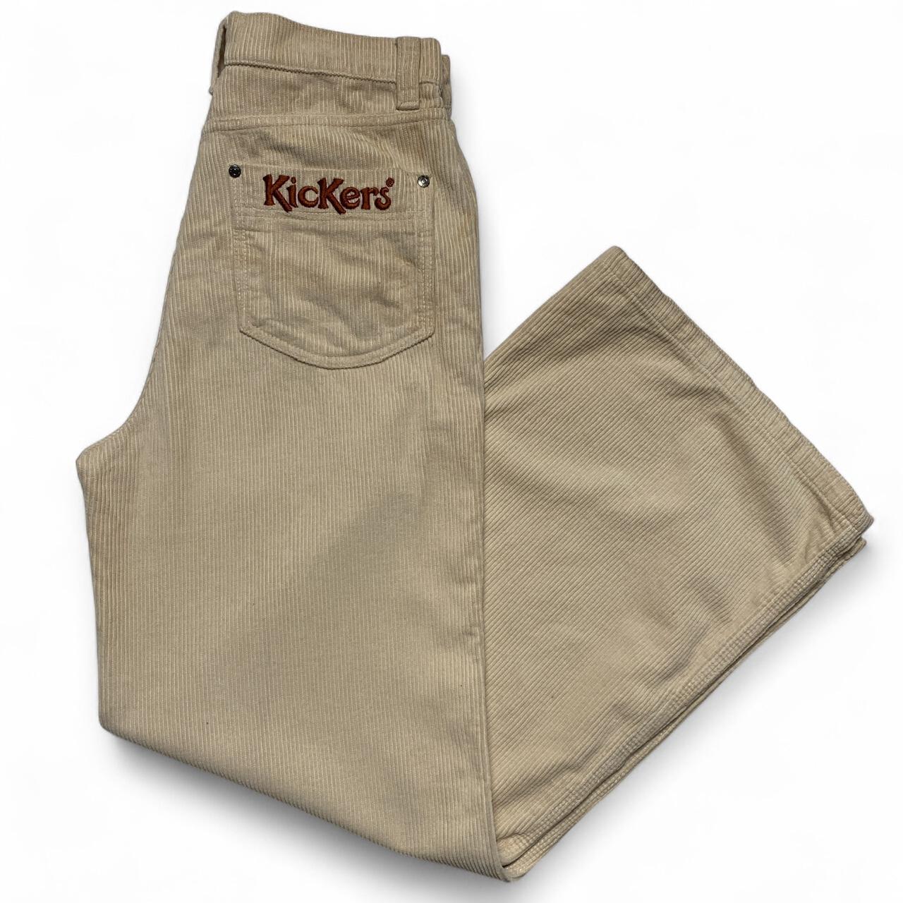 Kickers Cream and Brown Corduroy Baggy Wide Leg Jeans (30W)