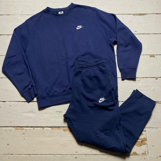 Nike Navy and White Jumper Tracksuit