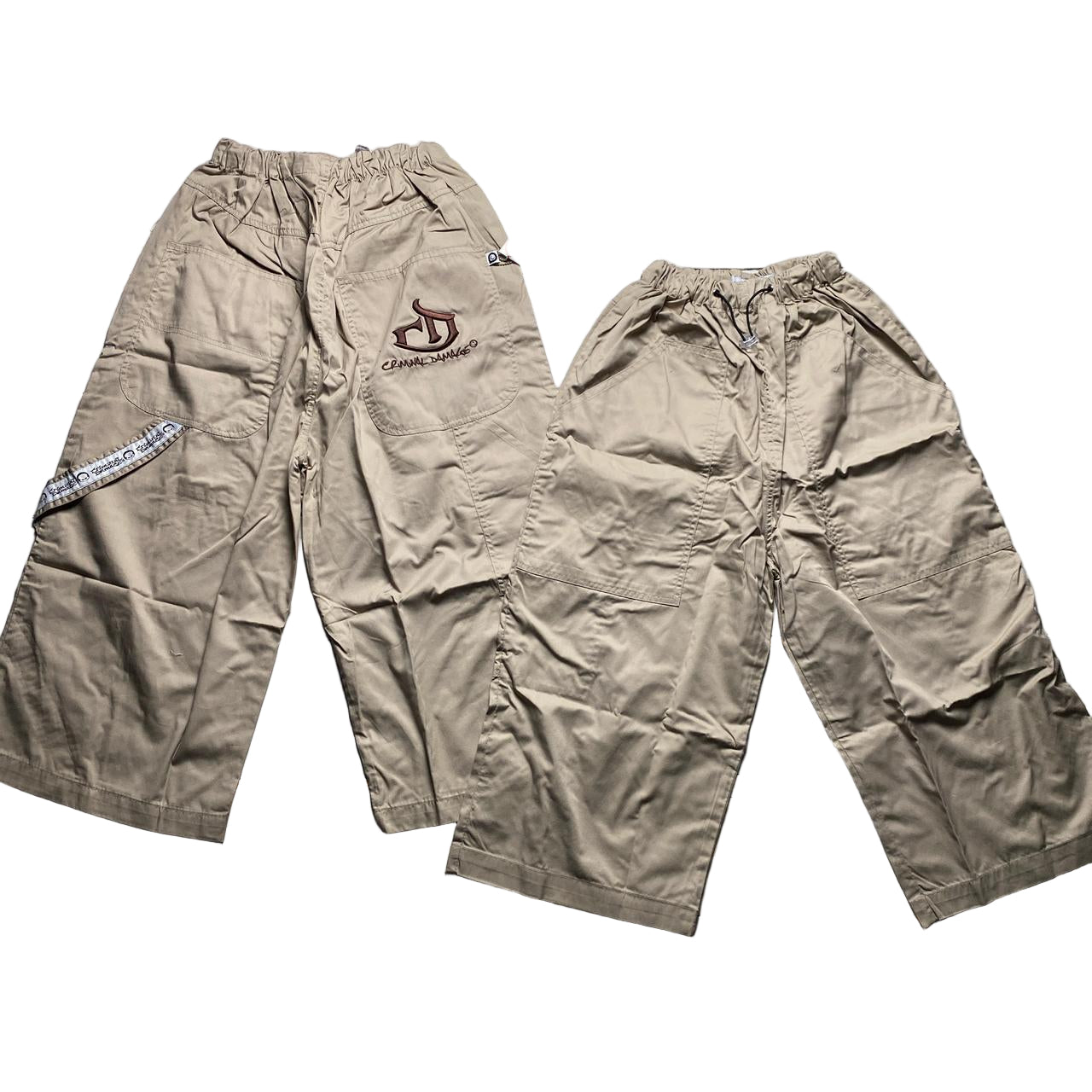 Criminal Damge Khaki Beige Cargo Parachute Baggy Combat Shorts (S,M,L,XL)