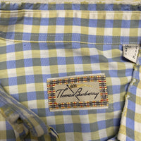 Thomas Burberry Long Sleeve Striped Checked Shirt White Blue and Yellow (L)