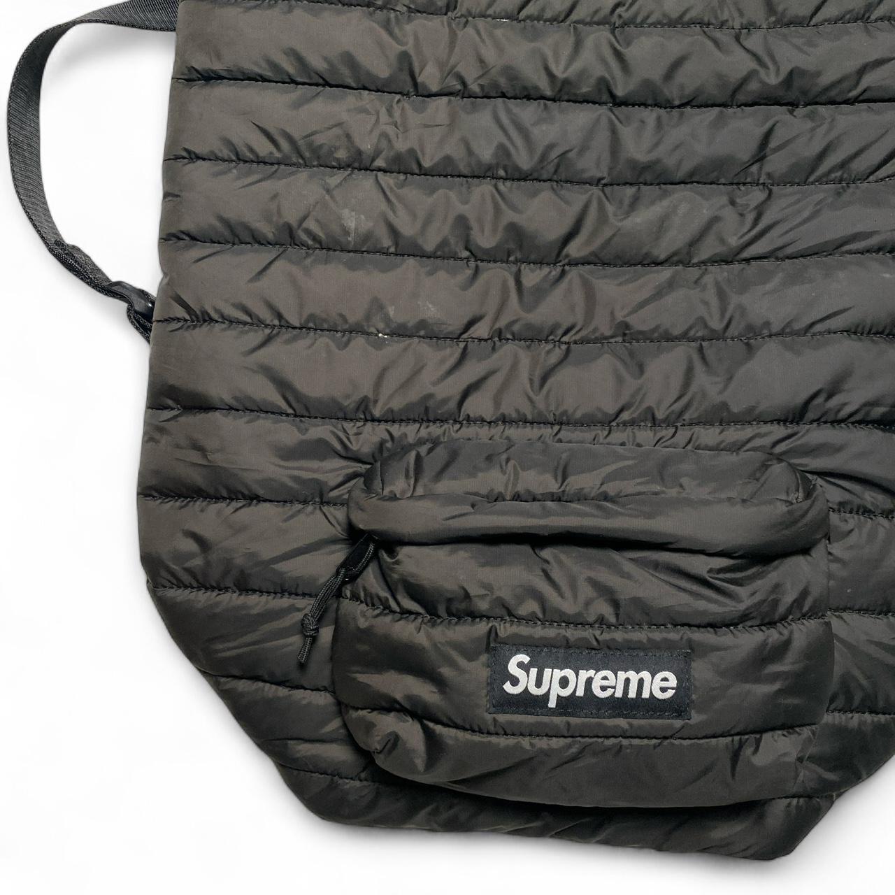 Supreme Pertex Quantum Puffer Down Filled Jacket Black and White Box Logo Backpack Bag