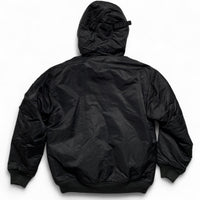 Avirex Vintage y2k Black Reversible Faux Fur Bomber Fur Trim Hooded Jacket (M)