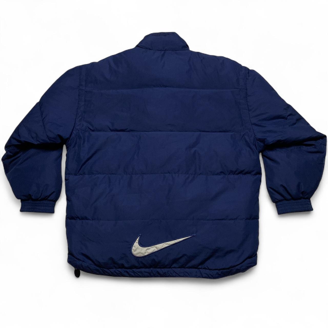 Nike Vintage 90’s Navy and White Big Swoosh Puffer Jacket