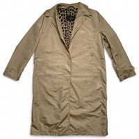 Fendi Roma Womens Leopard Interior Vintage 90’s Cream Beige Lightweight Trench Coat (L)