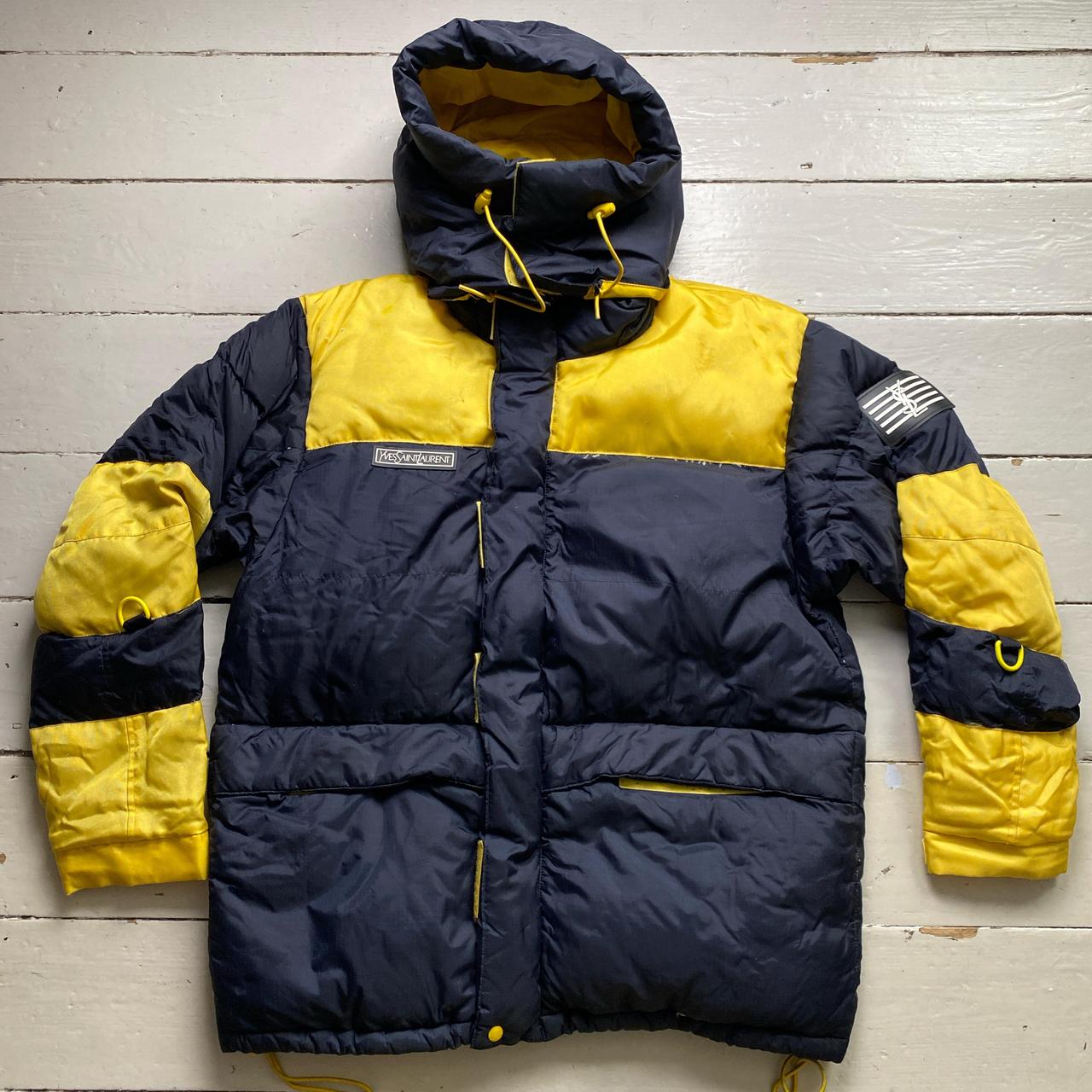 Yves Saint Laurent Vintage YSL Navy and Yellow Puffer Coat