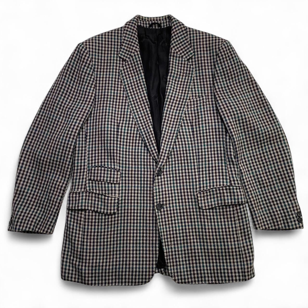 Burberry Vintage Burberrys Black White and Green Tweed Blazer Suit Jacket (L)