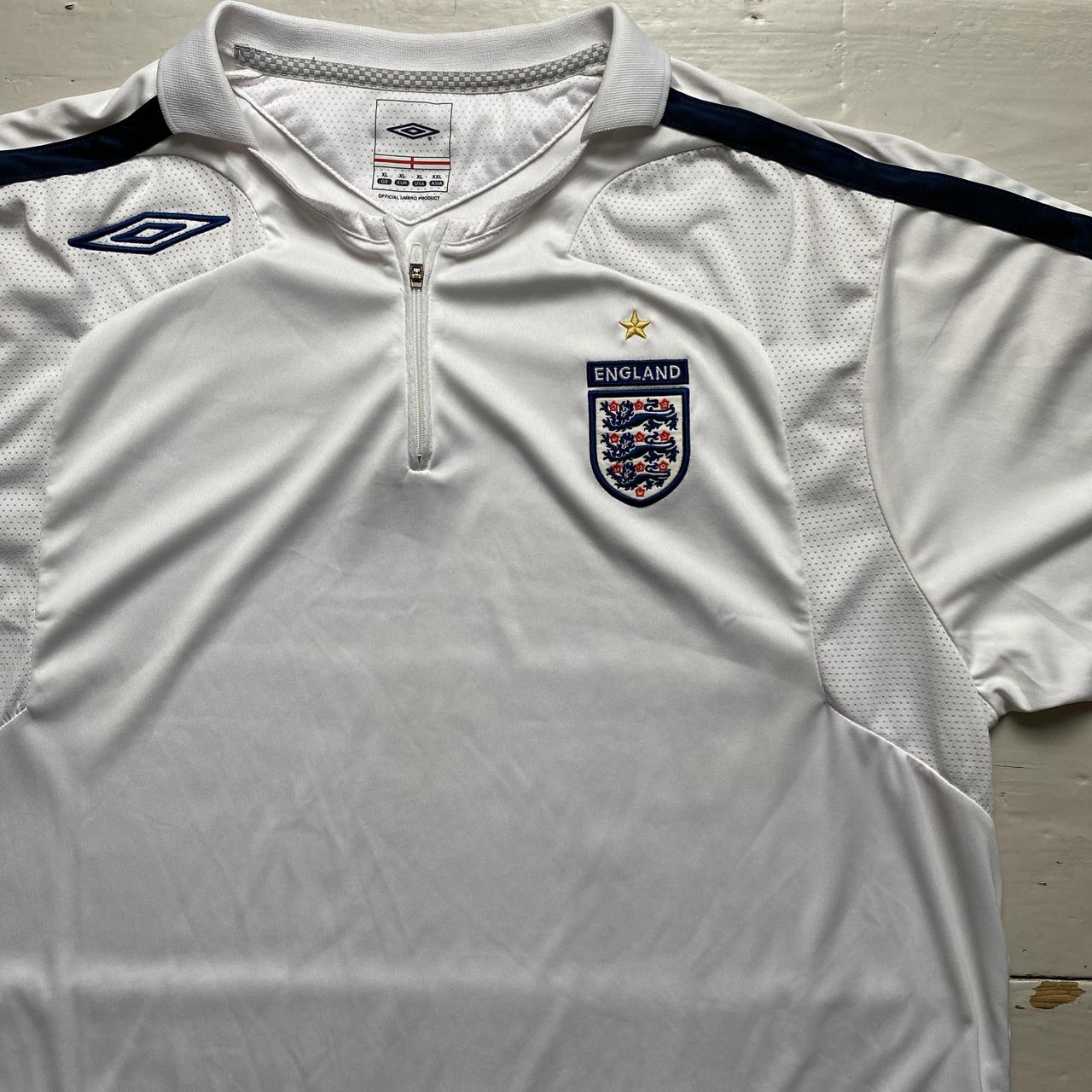 England Umbro White and Navy Vintage Football Jersey