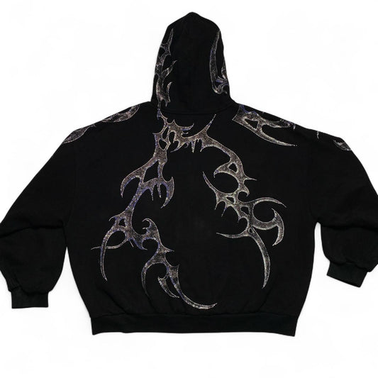 Named Collective Diamante Rhinestone Black Thorns Hoodie (2XL)