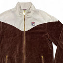 Fila Brown and White Velour Zip Tracksuit Jacket (S)