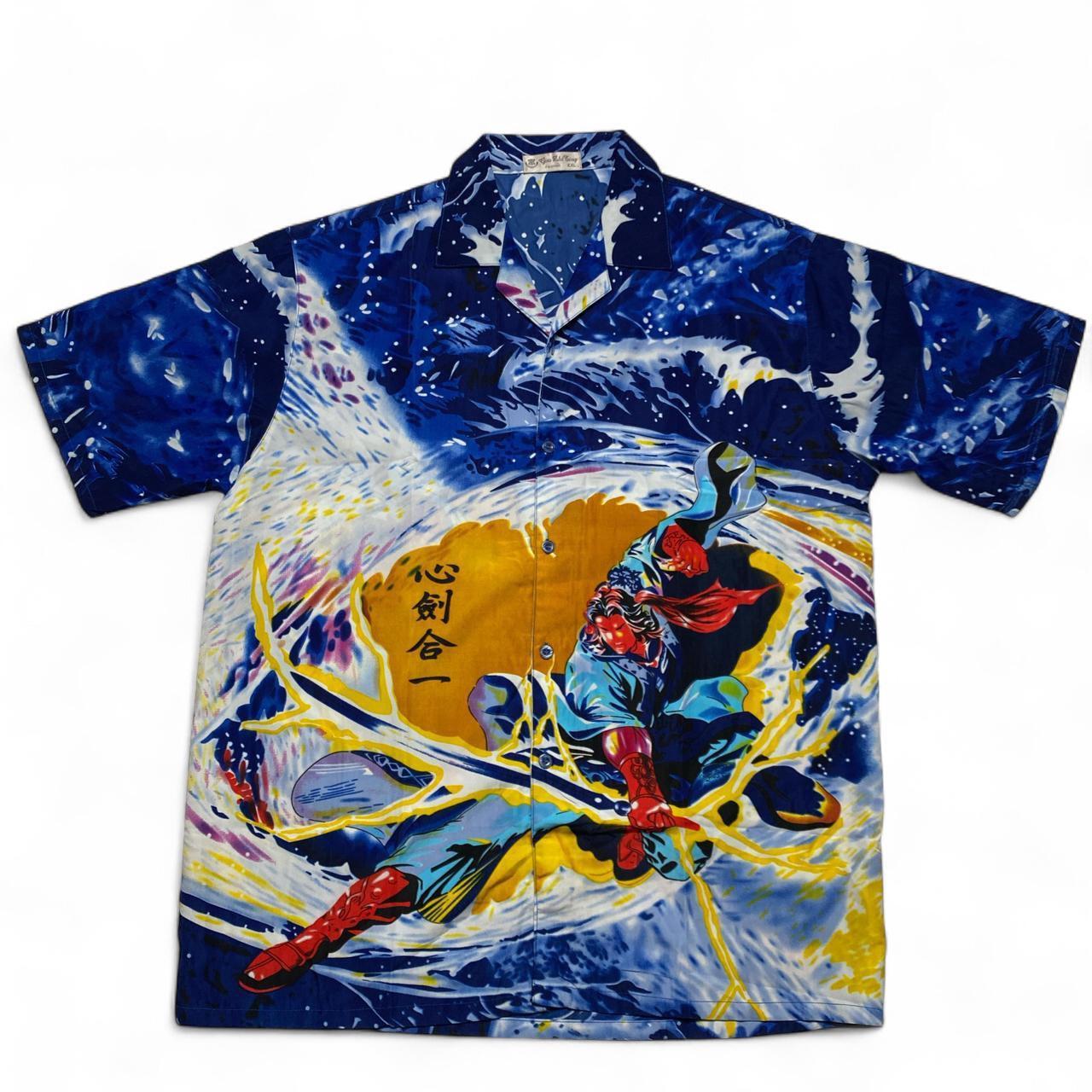 Japanese Anime Sword Fighter Vintag Y2K Short Sleeve Shirt (2XL)