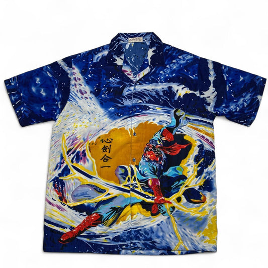 Japanese Anime Sword Fighter Vintag Y2K Short Sleeve Shirt