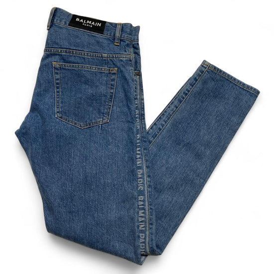Balmain Paris Slim Repeat Light Blue Jeans (32W)