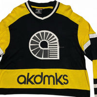 Akademiks Vintage y2k Black Yellow and White Long Sleeve Jersey T Shirt