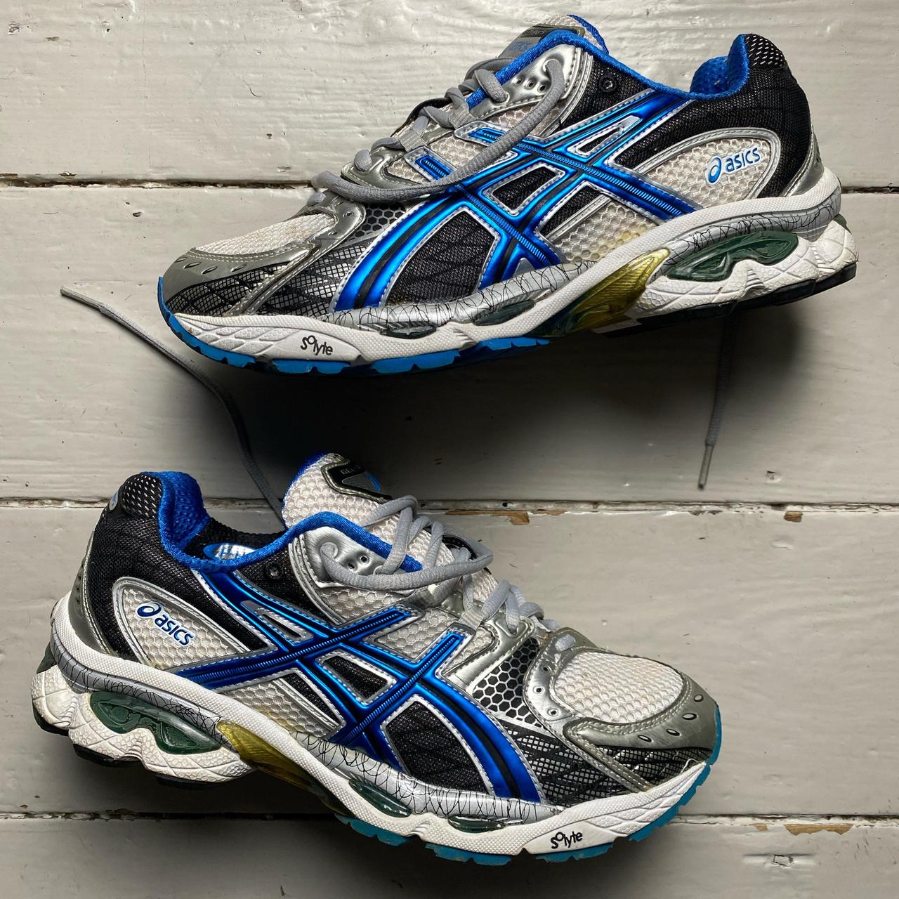 Asics Gel TN840 Silver Blue and White Trainers