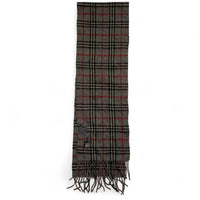 Burberry Vintage Cashmere Wool Scarf Grey Black and Red