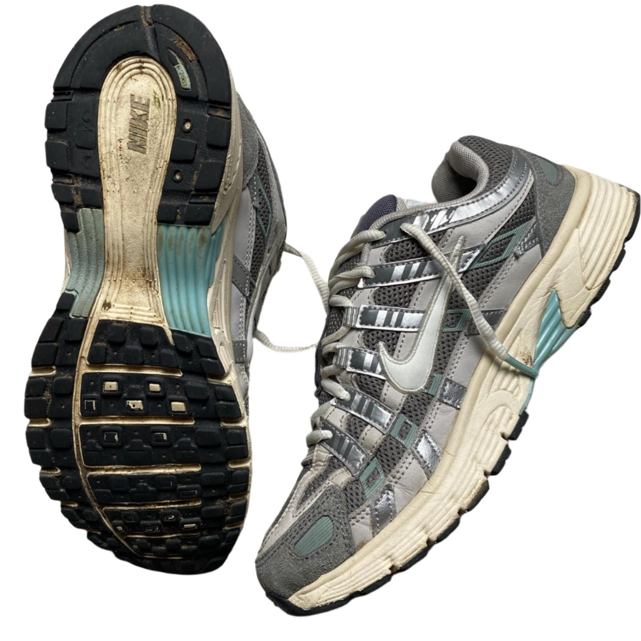 Nike p-6000 Grey White and Blue Trainers (UK 6.5)