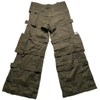 Criminal Damage Bondage Baggy Cargo Khaki Green and Orange Combat Trousers (32W)
