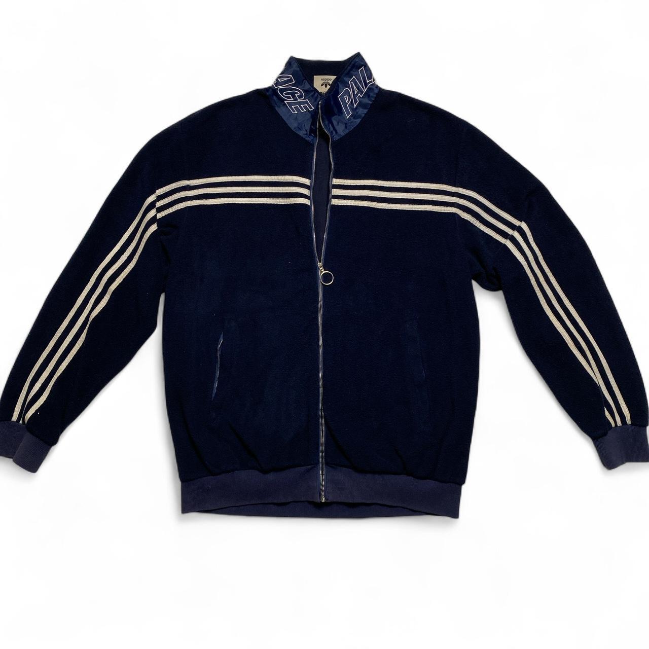 Adidas Palace Navy Fleece Zip Jumper Navy and White