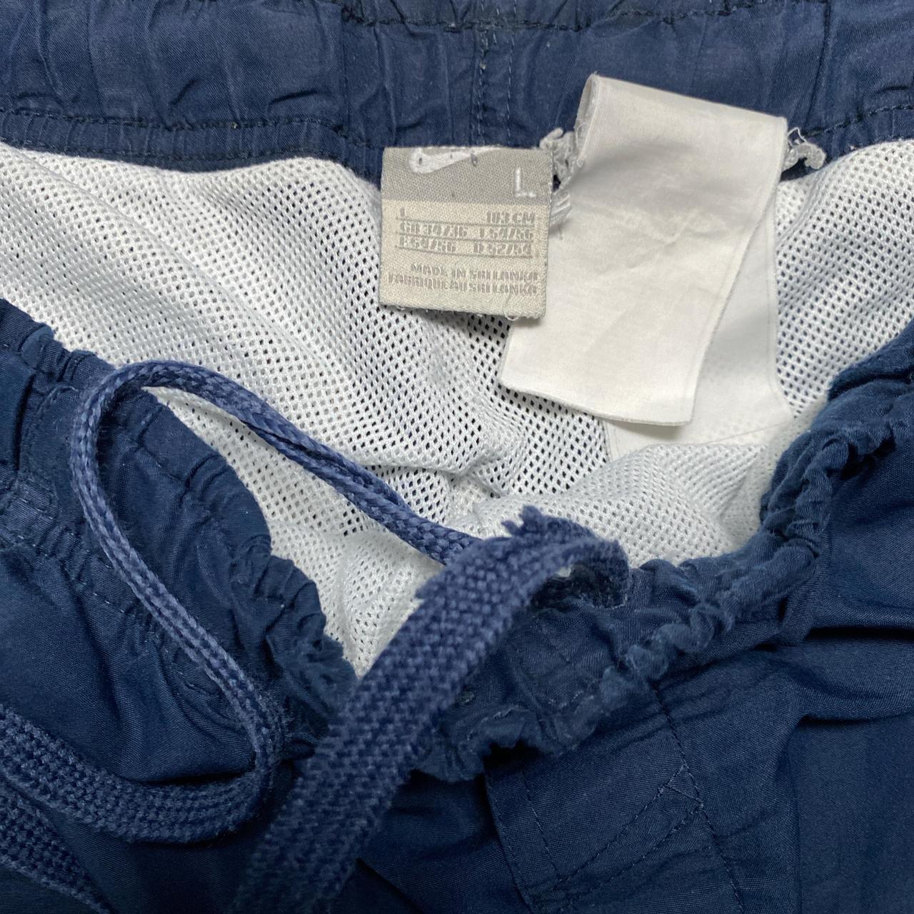 Nike Vintage y2k Navy and White Swoosg Shell Trackpant Baggy Bottoms (L)