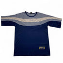 FUBU Navy Light Blue and White Vintage y2k Striped Jersey (XL)