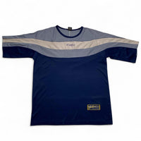 FUBU Navy Light Blue and White Vintage y2k Striped Jersey (XL)
