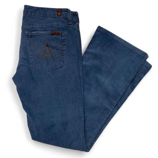 7 For All Mankind Vintage Flared Blue Corduroy Trouser Jeans (28W)