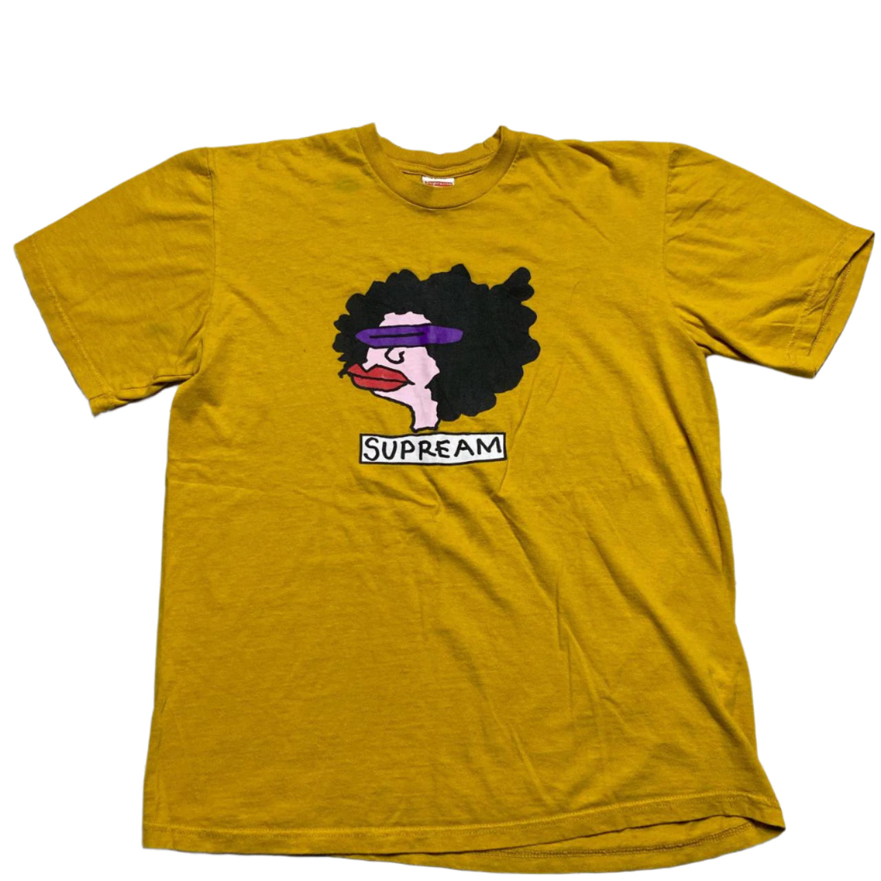 Supreme Supream Ramm Head Mark Gonz 2017 Yellow Cartoon T Shirt (M)