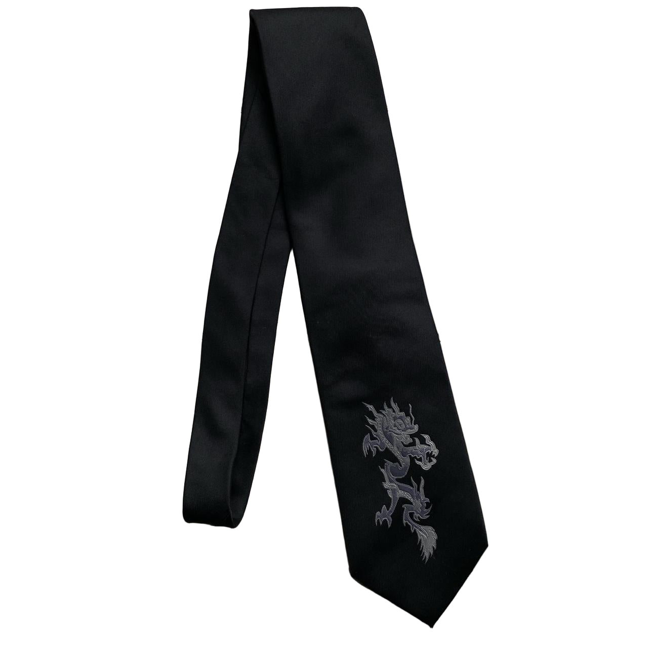 Dragon Y2K Japanese Black and Silver Tie