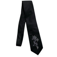 Dragon Y2K Japanese Black and Silver Tie