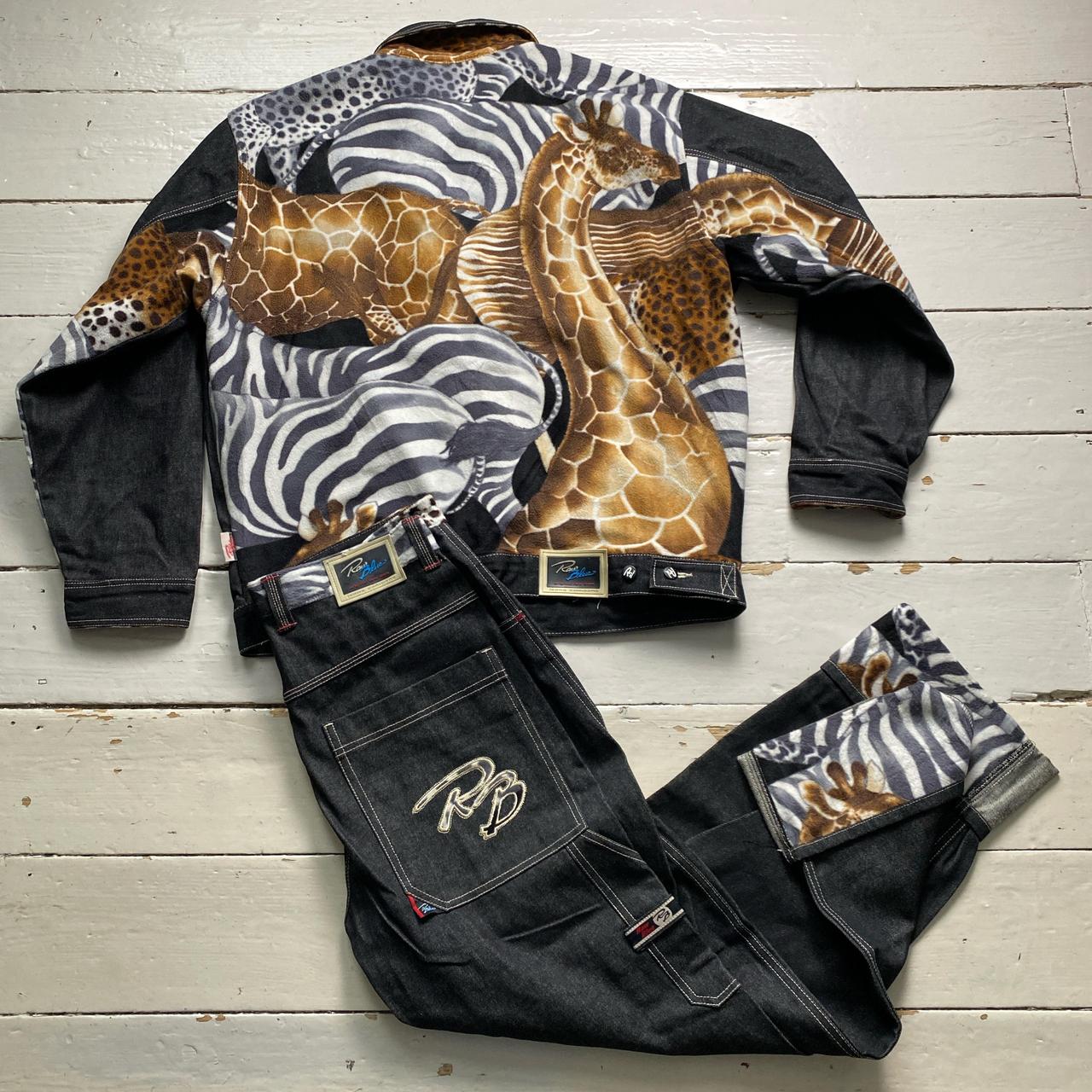 Raw Blue Full Denim Giraffe and Zebra Wildlife Set