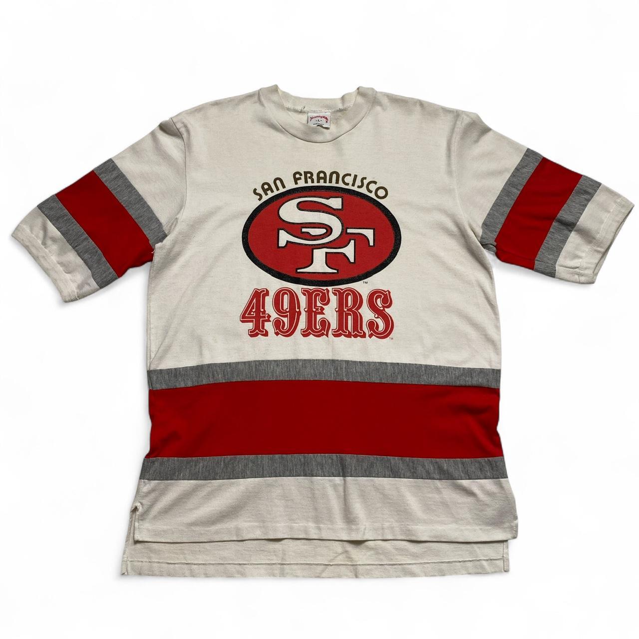 San Francisco 49ers Vintage 90’s Nutmeg Red and White NFL T Shirt Jersey (L)