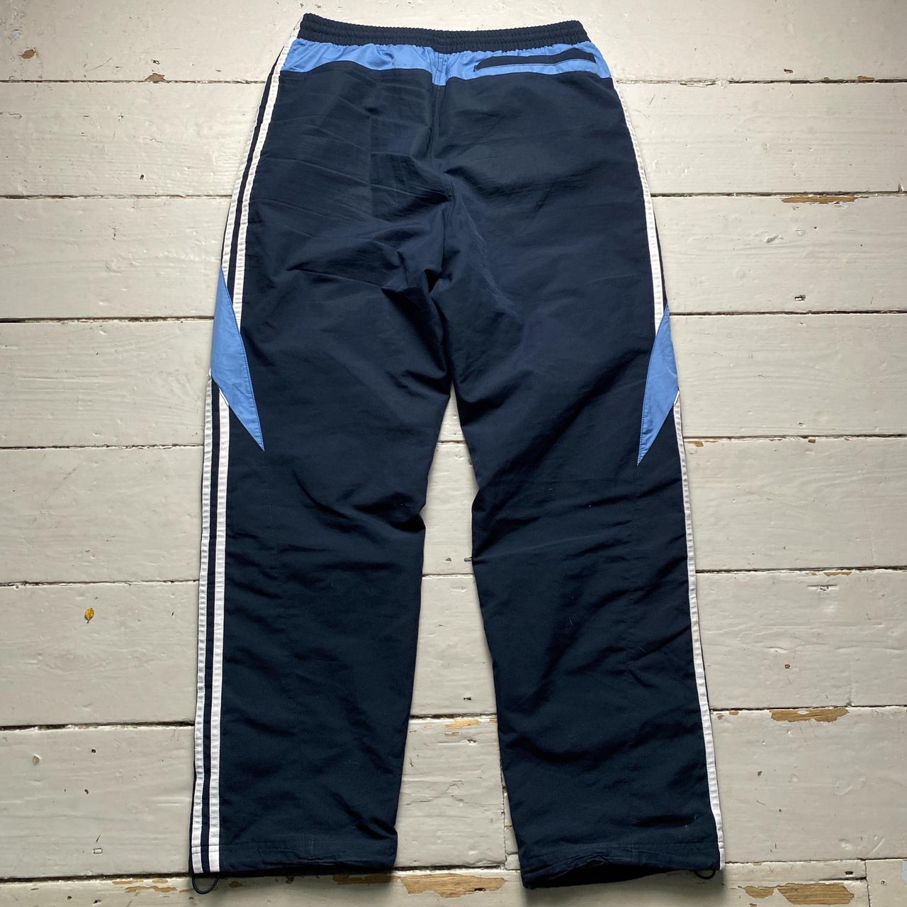 Adidas Navy Blue and White Shell Baggy Trackpant Bottoms