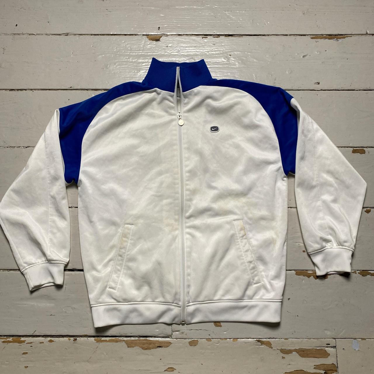 Nike Vintage White and Blue y2k Tracksuit Jacket