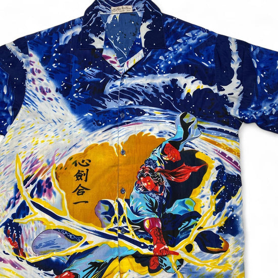 Japanese Anime Sword Fighter Vintag Y2K Short Sleeve Shirt (2XL)