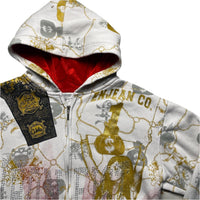 Enjean Vintage y2k Diamante Rhinestone Graphic Prints White Hoodie (M)