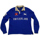 Ralph Lauren Polo Blue and White Merino Wool Long Sleeve Polo Shirt (S)