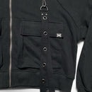 Minga London Goth Grunge Black and Silver Bondage Hoodie (2XL)