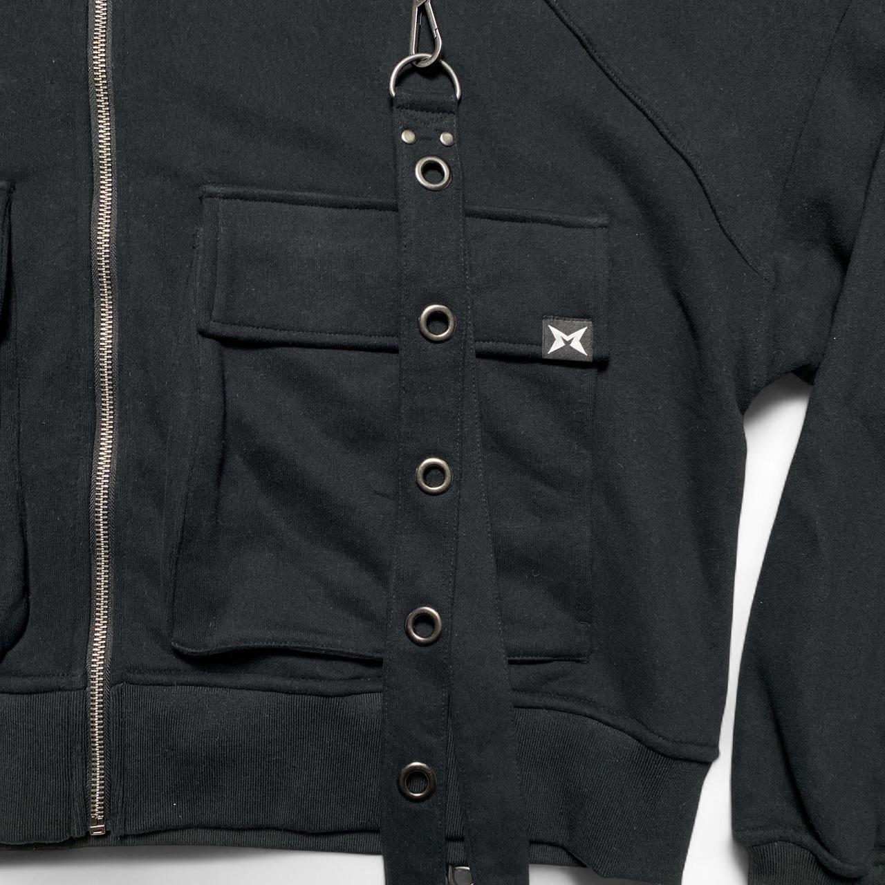 Minga London Goth Grunge Black and Silver Bondage Hoodie (2XL)