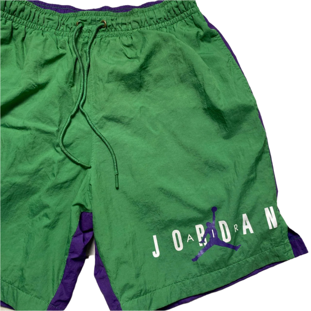 Nike Air Jordan Green and Purple Shell Nylon Shorts (M)