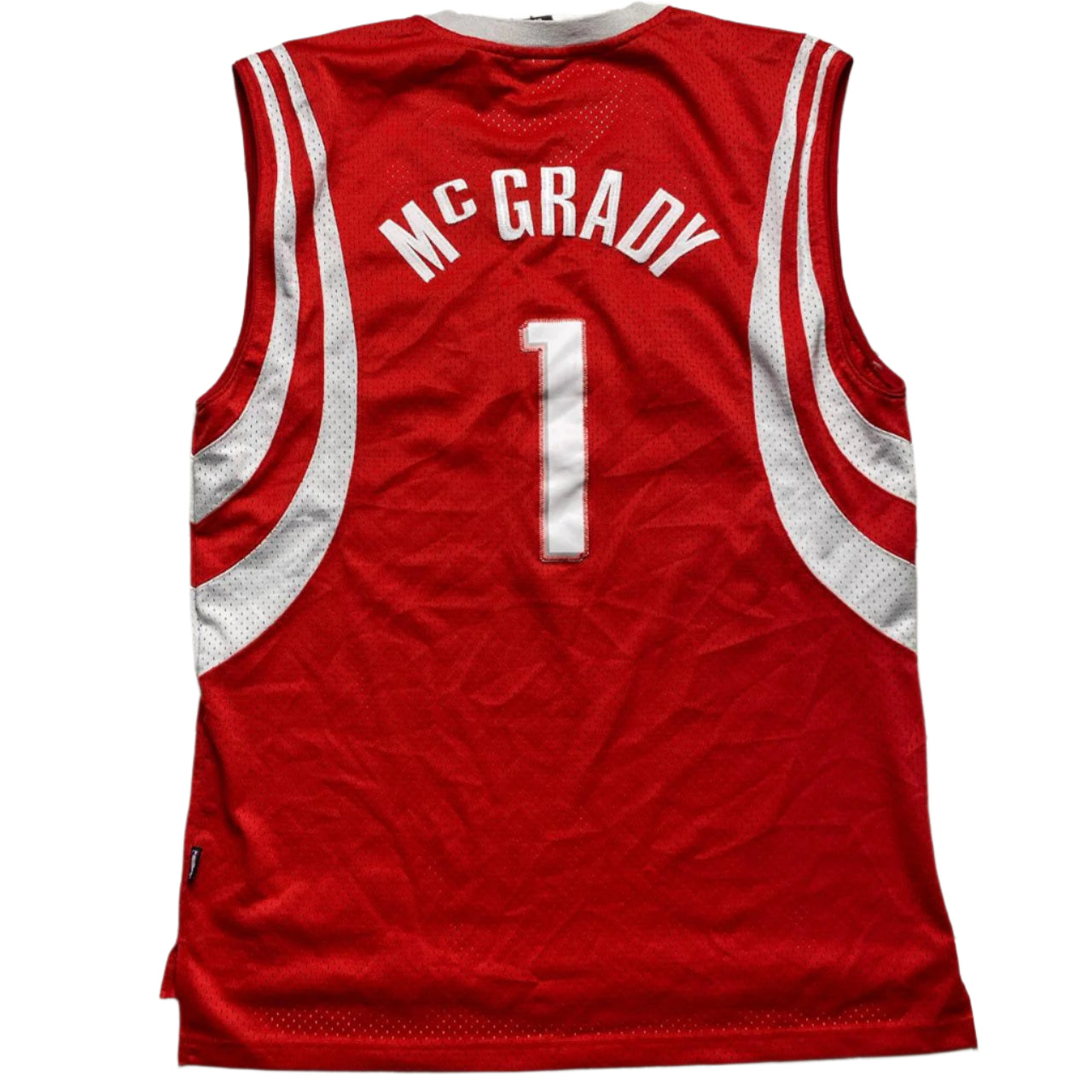 Houston Rockets Adidas McGrady Number 1 Red and White Basketball Jersey Vest (L)