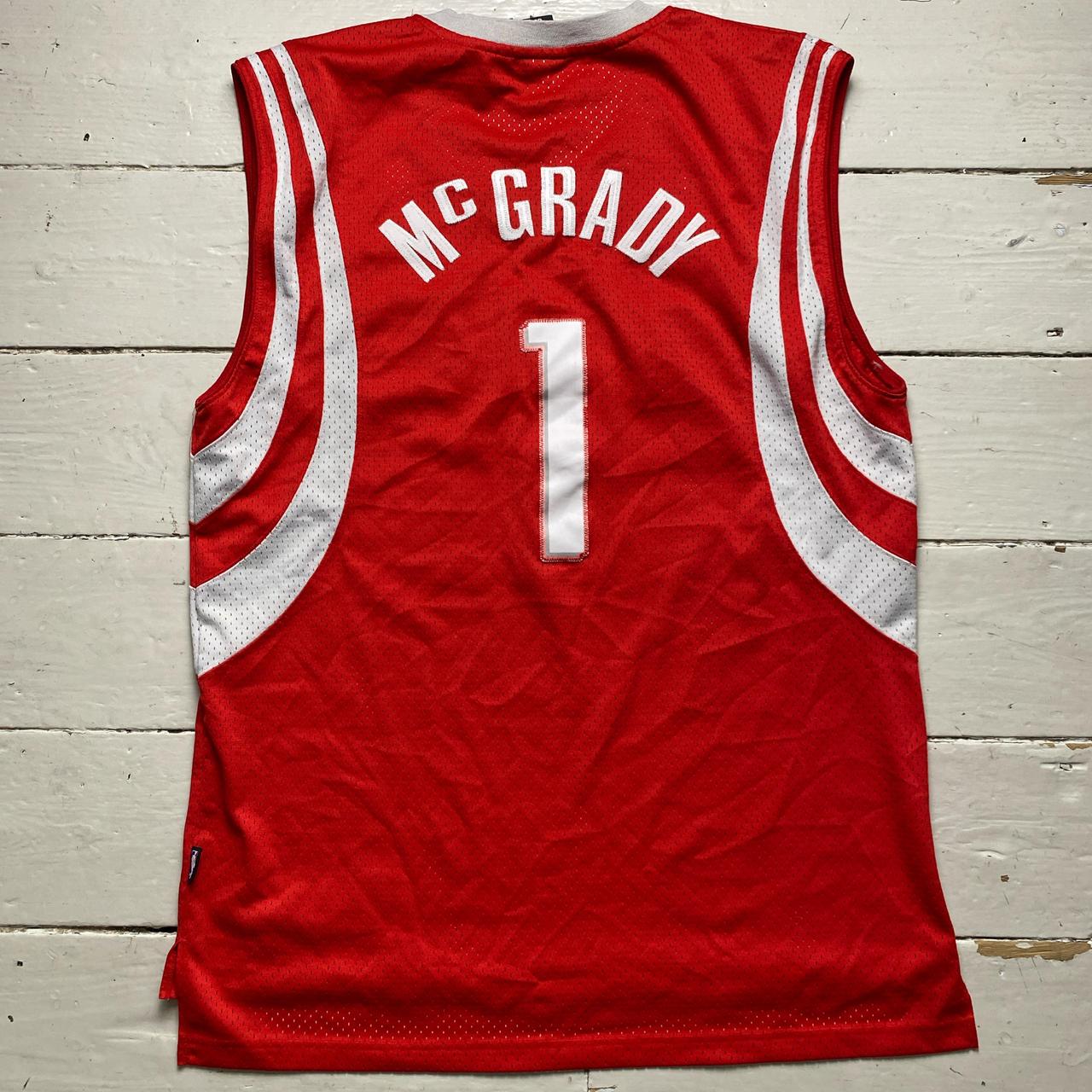 Houston Rockets Adidas McGrady Number 1 Red and White Basketball Jersey Vest