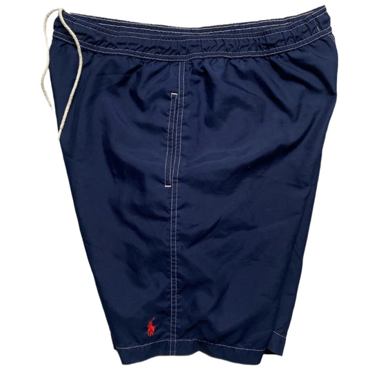 Ralph Lauren Polo Navy and Red Contrast White Stitch Swim Shorts (S)