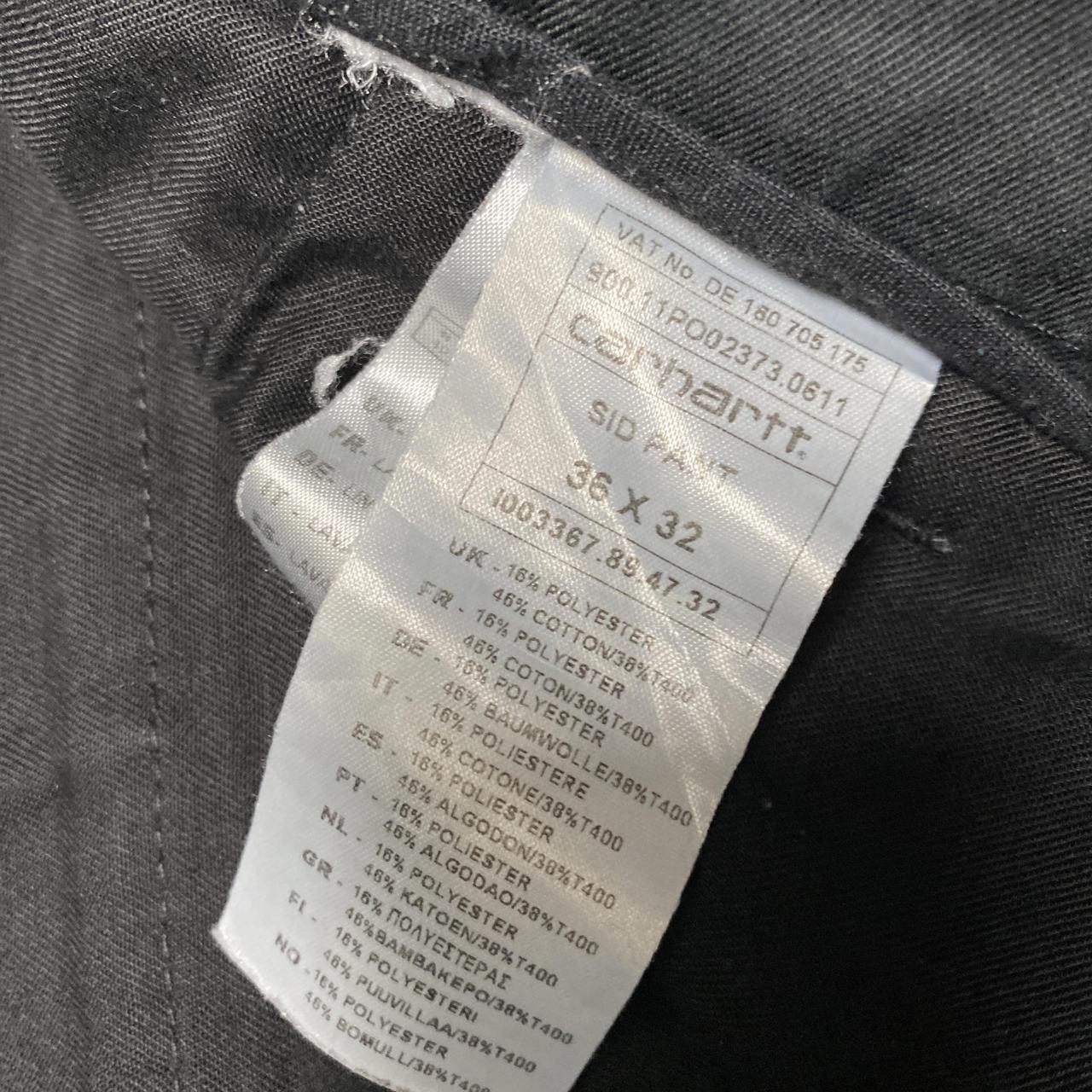 Carhartt Sid Pant Black Slim Straight Trousers (36W)