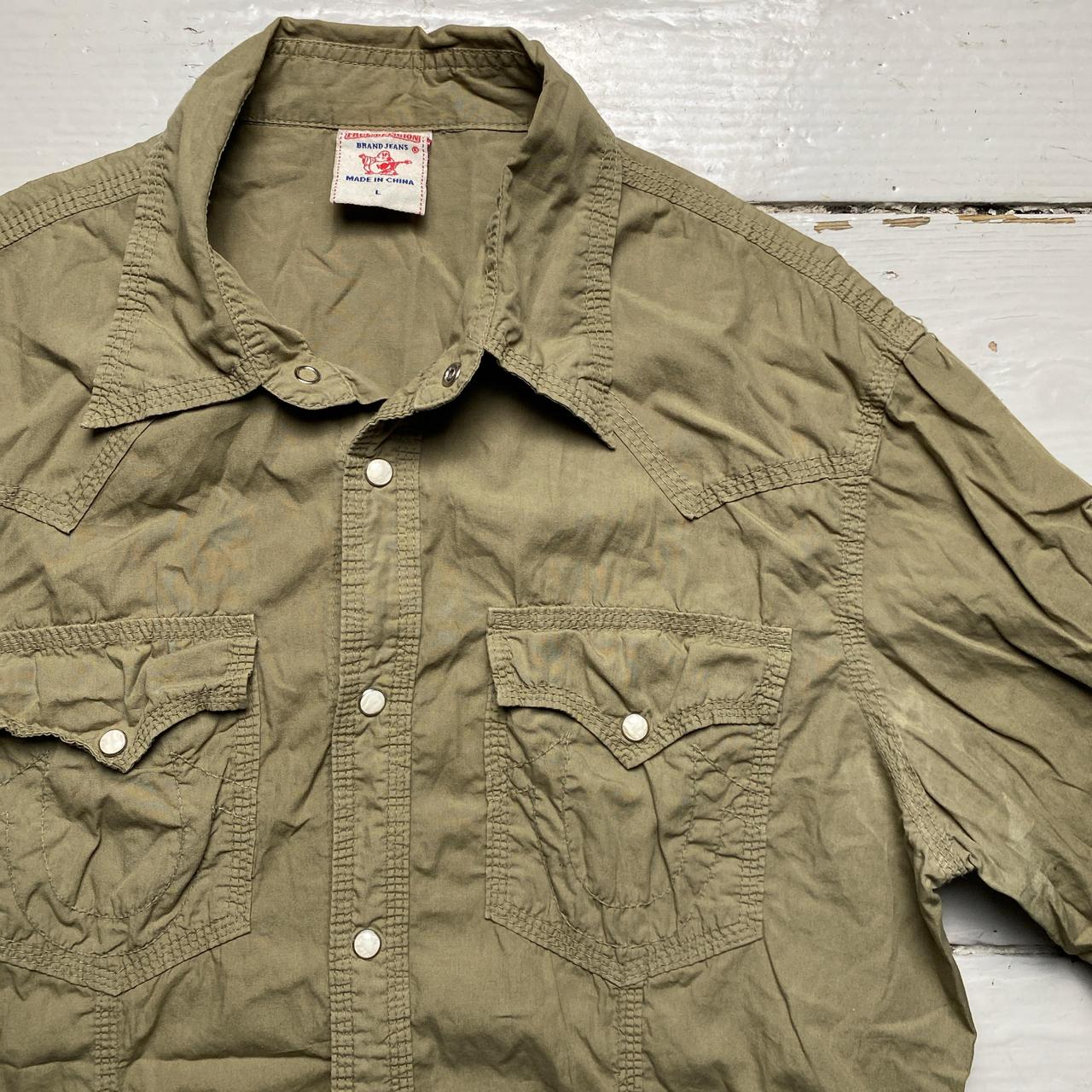 True Religion Khaki Green Stitch Shirt