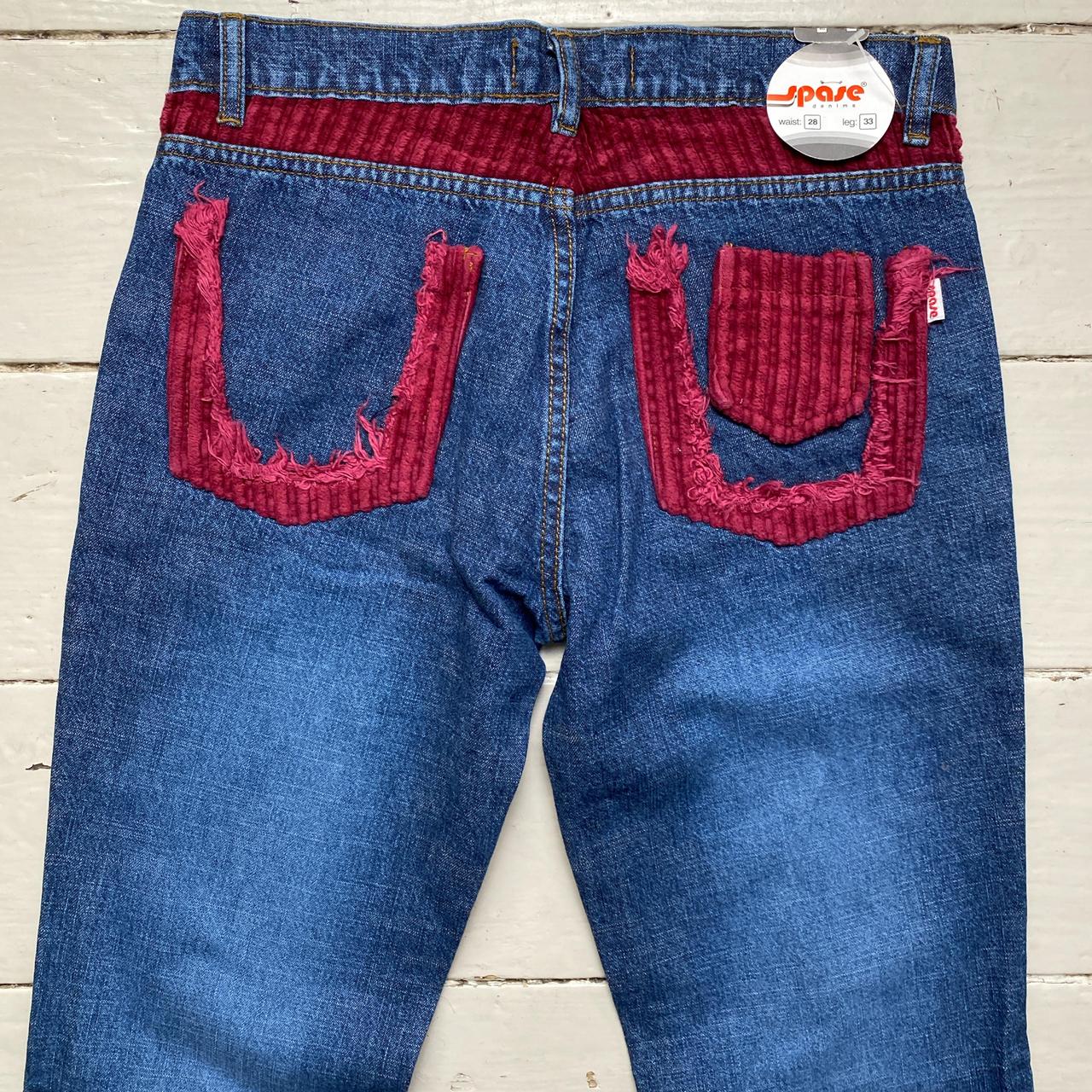 Spase Vintage Jumbo Corduroy Flared Patch Jeans