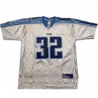 Reebok Tennessee Titans Jones 32 Vintage NFL Jersey Light Blue and White (XL)