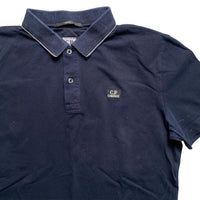 CP Company Slim Fit Navy and White Polo Shirt (M)