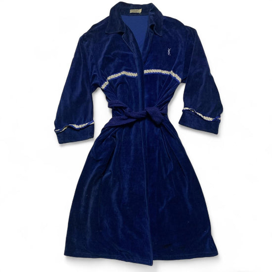 Yves Saint Laurent Blue Velour Velvet robe (L)
