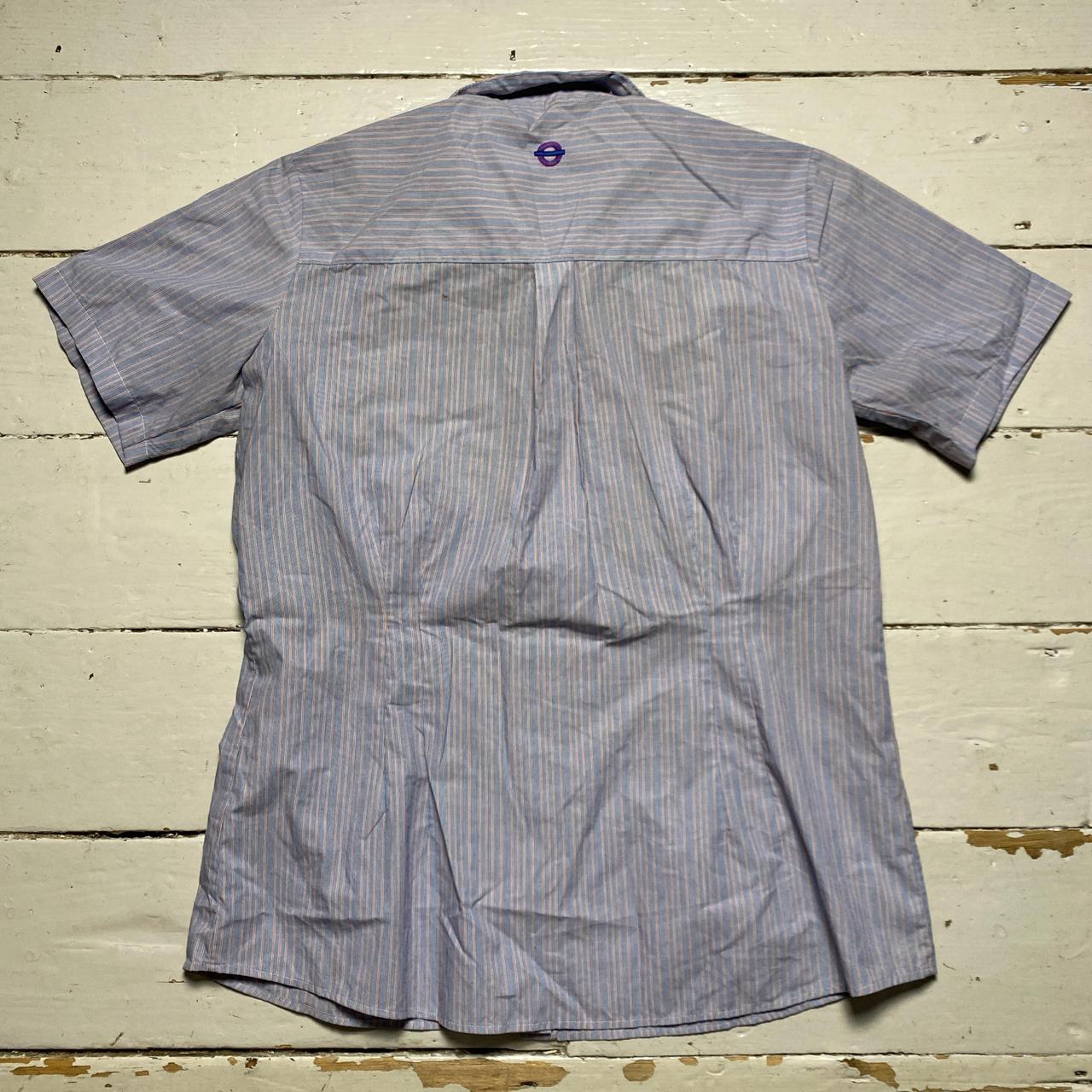 London Underground Purple Striped Short Sleeve Shirt